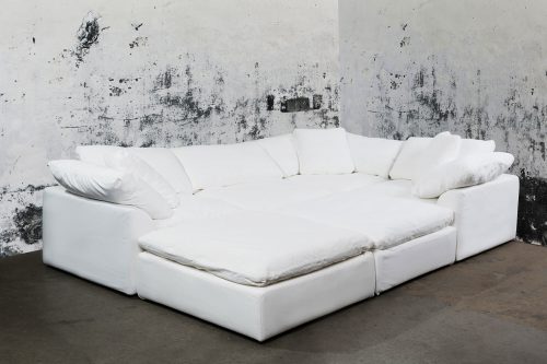 Cloud Puff Collection - Six Piece Sofa Sectional Pit in White 391081 - Angle view in room setting-SU-1458-81-3C-1A-2O