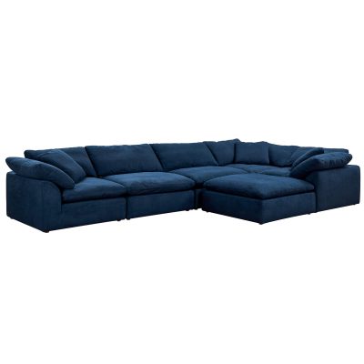 Puff 6-piece slipcovered sectional sofa with ottoman Navy SU-1458-49-3C-2A-1O