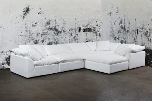 Cloud Puff Collection - Six Piece Sofa Sectional in White 391081 - Angle view in room setting-SU-1458-81-3C-2A-1O