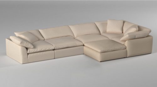 Cloud Puff Collection - Six Piece Sofa Sectional in Tan 391084 - Angle view in room setting-SU-1458-84-3C-2A-1O