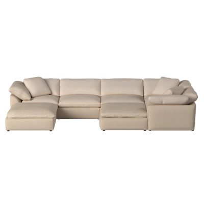 Cloud Puff Collection - Seven Piece Sofa Sectional with Two Ottomans in Tan 391084 - Front view-SU-1458-84-3C-2A-2O