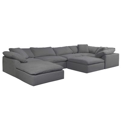Puff 7-piece slipcovered sectional sofa with ottomans SU-1458-94-3C-2A-2O