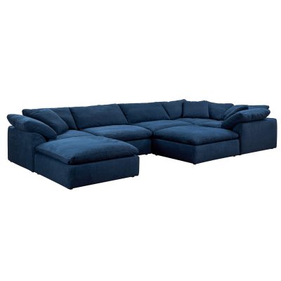 Puff 7-piece slipcovered sectional sofa with ottomans in Navy SU-1458-49-3C-2A-2O