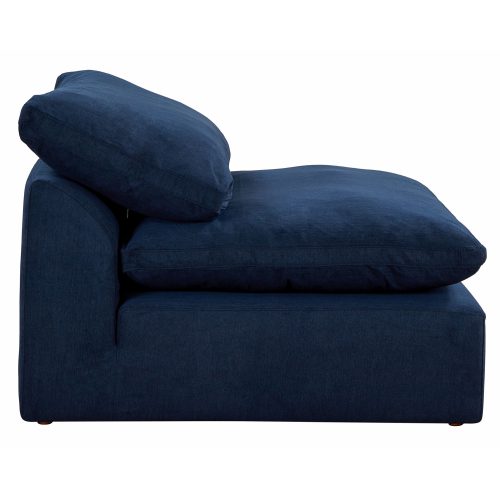 Cloud Puff Collection - Slipcovered Modular Armless Chair in Navy Blue 391049 - Side view-SU-145837-391049