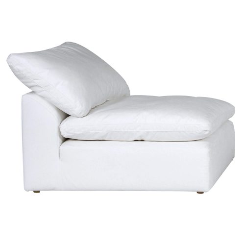 Cloud Puff Collection - Slipcovered Modular Armless Chair in White 391081 - Side view-SU-145837-391081