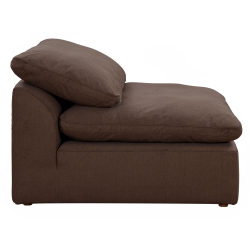 Cloud Puff Collection - Slipcovered Modular Armless Chair in Chocolate Brown 391088 - Side view-SU-145837-391088