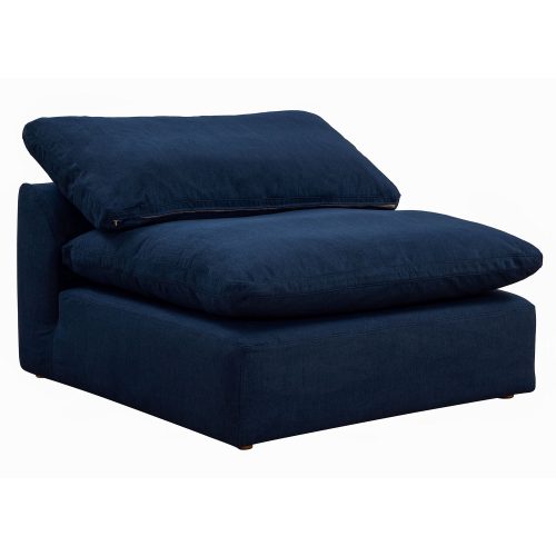 Cloud Puff Collection - Slipcovered Modular Armless Chair in Navy Blue 391049 - Angle view-SU-145837-391049
