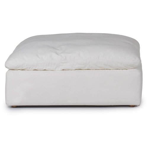Cloud Puff Collection - Slipcovered Modular Ottoman in White 391081 - Front view-SU-145830-39108