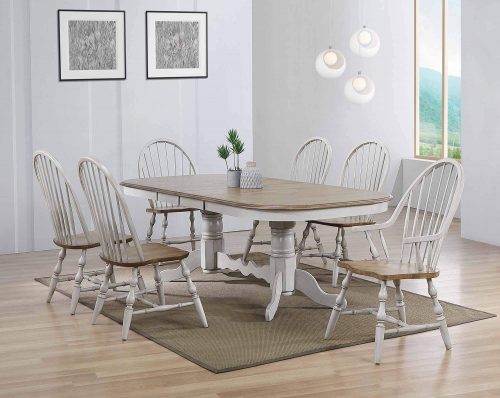 Country Grove Collection - double pedestal dining table with four Windsor side chairs and two Windsor armchairs - dining room setting DLU-CG4296-30AGO7