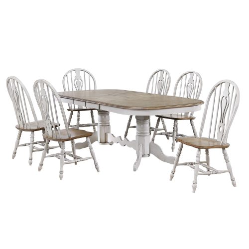 Country Grove Collection - seven-piece dining set with double pedestal table and six chairs DLU-CG4296-124SGO7