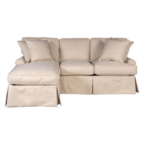 Hoizon Slipcovered Collection - Sleeper sofa with chaise on left - front view SU-117678-391084