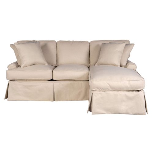 Horizon Slipcovered Collection - Sleeper sofa with chaise on right - front view SU-117678-391084