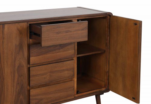 Mid Century Dining Collection: Server, drawer and cabinet open showing storage - DLU-MC-SR