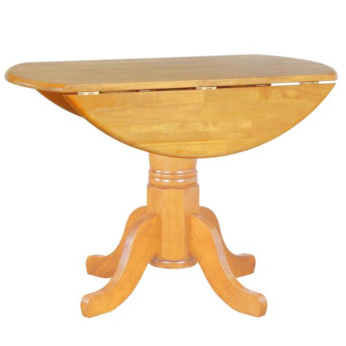 Oak Selection - Round dining table with drop leaf - light-oak finish - leaf down DLU-TPD4242-LO