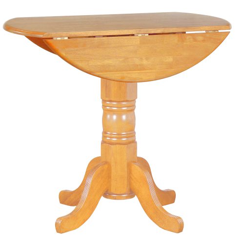Oak Selection - Round pub table with drop leaf - light-oak finish with leaf down DLU-TPD4242CB-LO