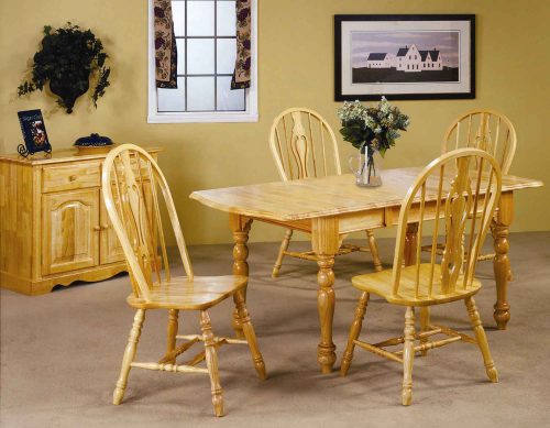 Oak Selections - 5-piece dining set - Extendable dining table with butterfly leaf and four keyhole chairs in a light-oak finish - dining room setting DLU-TDX3472-124S-LO5PC