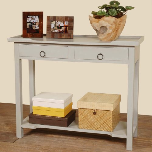 Shabby Chic Collection - Console table with drawers - finished in distressed antique gray - room setting CC-TAB2284LD-AG