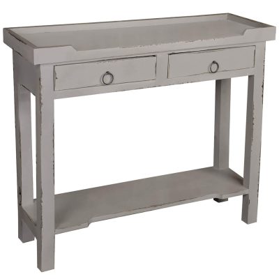 Shabby Chic Collection - Console table with drawers - finished in distressed antique gray - three-quarter view CC-TAB2284LD-AG