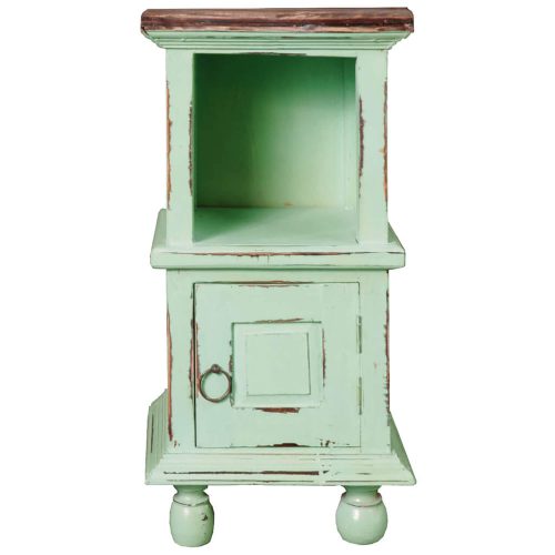 Shabby Chic Collection - End table finished in antique green with a Mahogany top front view without basket CC-TAB016TLD-TERW-B
