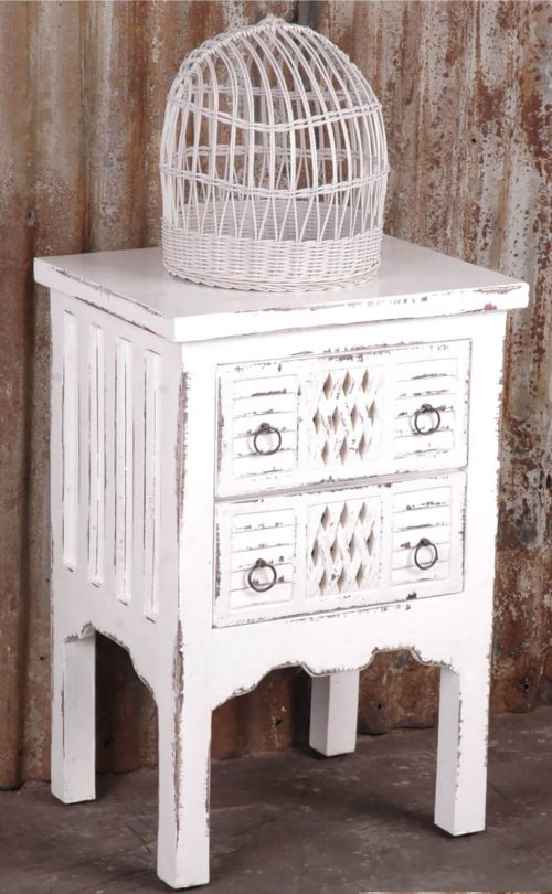 Shabby Chic Collection - End table finished in whitewash - room setting CC-TAB098LD-WW