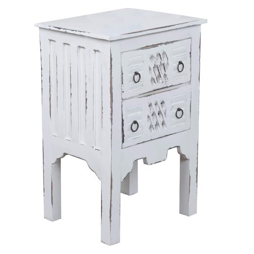 Shabby Chic Collection - End table finished in whitewash - three-quarter view CC-TAB098LD-WW