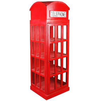 Shabby Chic Collection English Phone Booth Cabinet in Red Three-Quarter view CC-CAB064LD-RD
