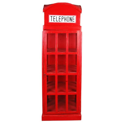 Shabby Chic Collection English Phone Booth Cabinet in Red front view CC-CAB064LD-RD