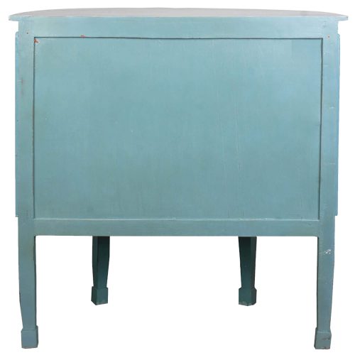 Shabby Chic Collection - Half-round cabinet finished in distressed beach blue with a Mahogany top - back view CC-CHE090TLD-BBLW