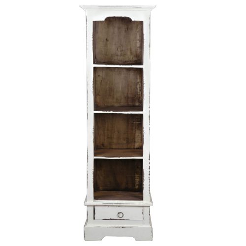 Shabby Chic Collection - Narrow bookcase finished in a distressed white - front view CC-CAB1917TLD-WWRW