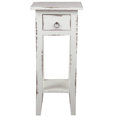 Shabby Chic Collection - Side table finished in a distressed whitewash - front view CC-TAB1792LD-WW