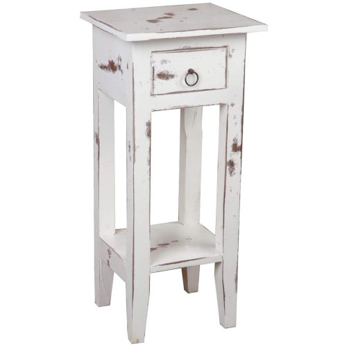Shabby Chic Collection - Side table finished in a heavy distressed whitewash - three-quarter view CC-TAB1792HD-WW