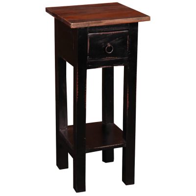 Shabby Chic Collection - Side table finished in antique black and a Raftwood top - three-quarter view CC-TAB1792TLD-ABRW