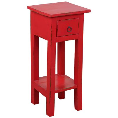 Shabby Chic Collection - Side table finished in distressed red - three-quarter view CC-TAB1792LD-RD