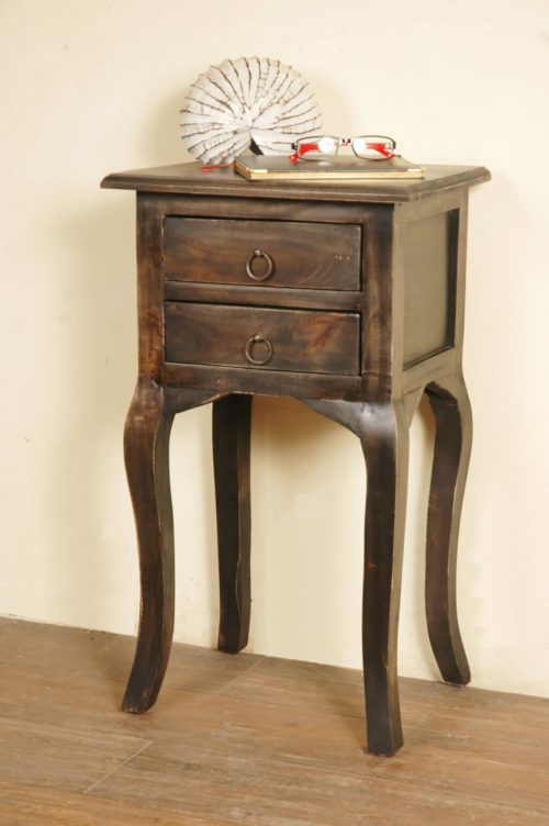 Shabby Chic Collection - Side table with two drawers finished in distressed Mahogany - room setting CC-TAB1793S-VI