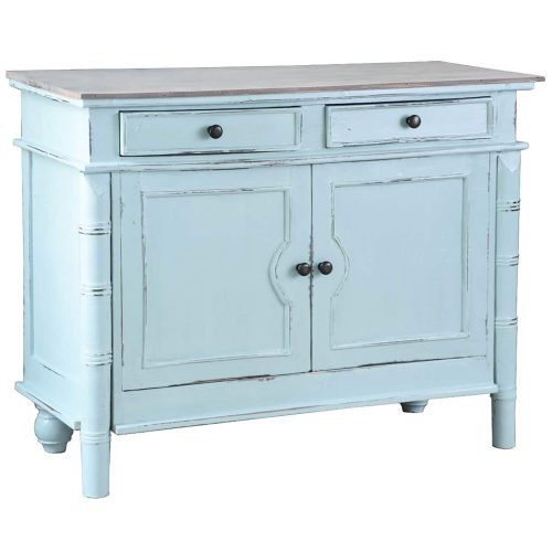 Shabby Chic Collection - Sideboard with drawers finished in beach blue - three-quarter view CC-CAB1296TLD-SBLW