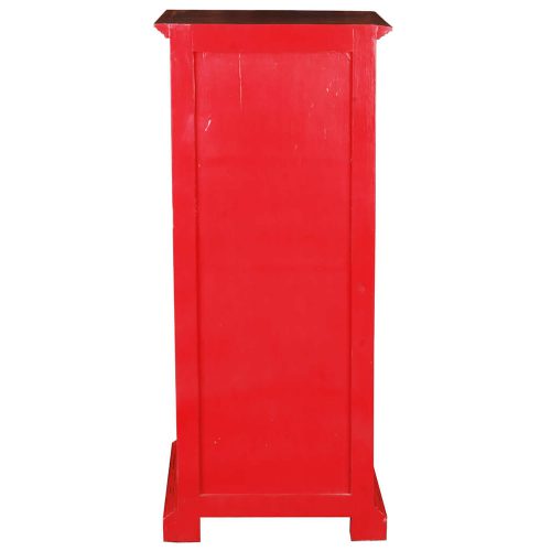 Shabby Chic Collection Storage cabinet finished in red with a Raftwood top - back view CC-CAB513TLD-RDRW