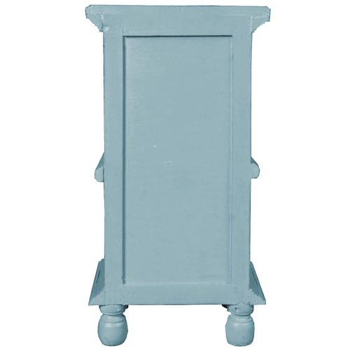 Shabby Chic Collection - Table with storage finished in two-tone beach blue with a Mahogany top - back view CC-TAB016TLD-BBSV