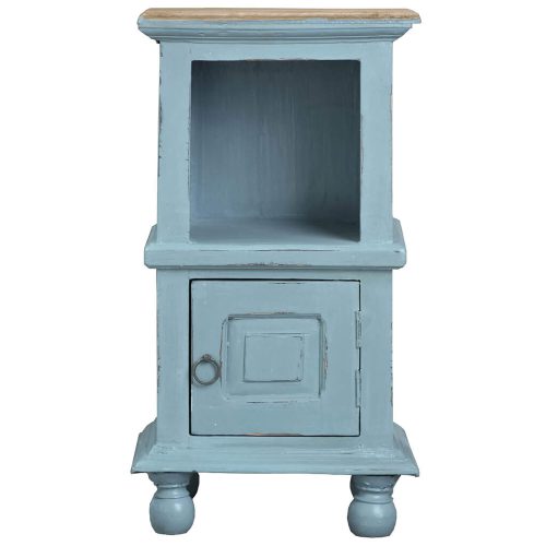 Shabby Chic Collection - Table with storage finished in two-tone beach blue with a Mahogany top - front view CC-TAB016TLD-BBSV