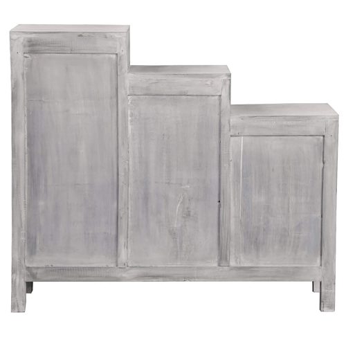 Shabby Chic Collection - Tiered shutter cabinet finished in a Gray wash - back view CC-CAB1181LD-SW