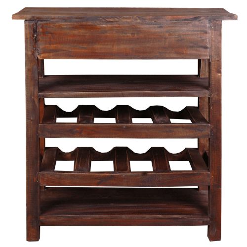 Shabby Chic Collection - Wine server finished in rustic Mahogany - back view CC-RAK030S-RW