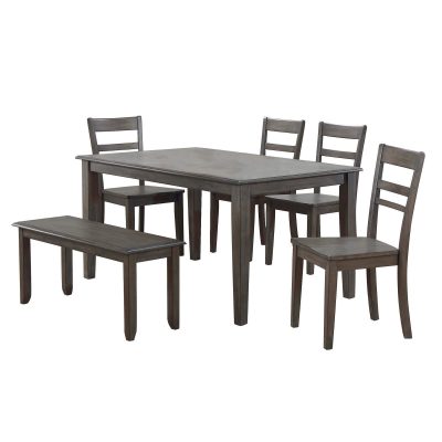 Shades of Gray - 6-piece dining set - dining table - four chairs - dining bench DLU-EL3660-C200-BN6PC
