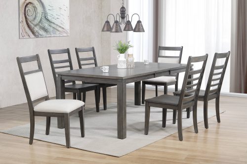 Shades of Gray - 7-piece dining set - extendable dining table - six slat back chairs - dining room setting DLU-EL9282-4C100-2C90-7PC