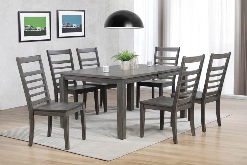 Shades of Gray - 7-piece dining set - extendable table with six slat back chairs - dining room setting DLU-EL9282-C100-7PC
