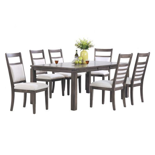 Shades of Gray - 7-piece dining set - extendable table with six upholstered chairs DLU-EL9282-C90-7PC