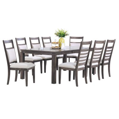 Shades of Gray - 9-piece dining set - extendable table with eight upholstered chairs DLU-EL9282-C90-9PC