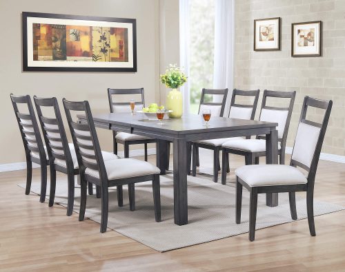 Shades of Gray - 9-piece dining set - extendable table with eight upholstered chairs - dining room setting DLU-EL9282-C90-9PC
