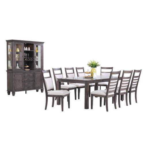 Shades of Gray Collection - 11-piece dining set - extendable dining table - eight upholstered chairs - buffet and hutch DLU-EL-9282-C90-BH-11PC
