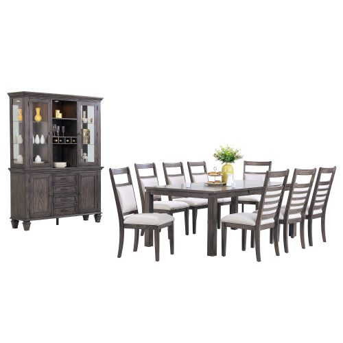 Shades of gray dining set - 11-piece - extendable dining table - eight chairs - buffet and hutch - DLU-EL9282-C90-BH11PC