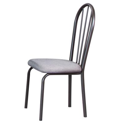 Steel Gray dining chairs with S-spring cushion and padded seat - side view CR-D8719-03-2