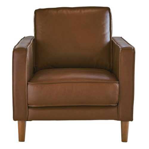 Midcentury Leather Chair in chestnut- Front view